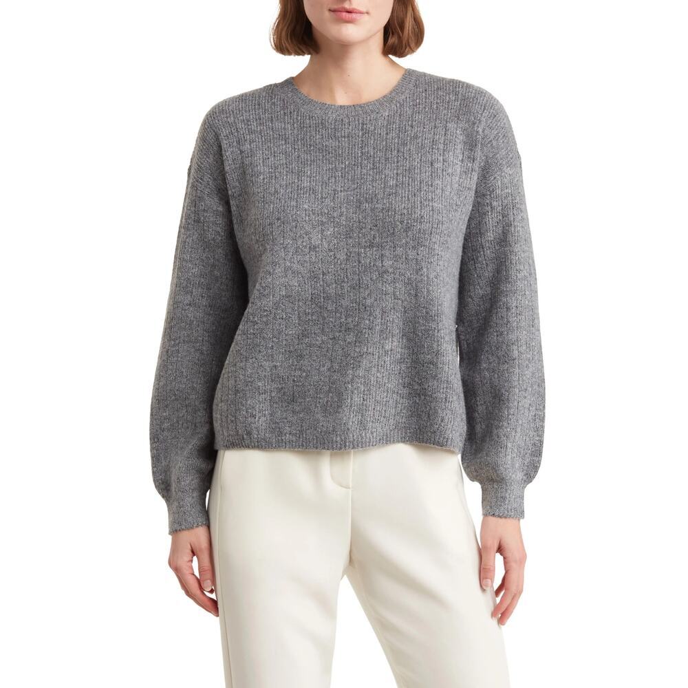 DKNY Rib Knit Sweater in Heather Grey Plus Size XXL